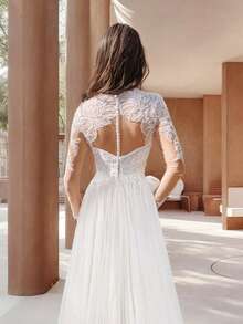 Romantic Long SLeeves Tulle Wedding Gown - Perfect For Christmas, Halloween, Weddings, Proms & Birthdays - 白色 - 查看 2