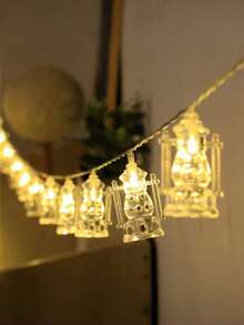 斋月装饰星月串灯，开斋节月亮星星灯笼煤油灯仙女灯笼，电池供电家居装饰品，适用于中东节日派对装饰，新月主题派对装饰，户外家居装饰派对用品 - 彩色 - 查看 8