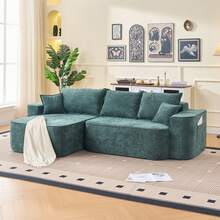 L-Shaped Corner Sofa "Cloud Couch", 262 Cm With Chaise Longue, Extra-Deep Seat, Delivered Assembled, Modular Sofa In Green Chenille For Living Room - Màu xanh lá cây đậm - Xem 12