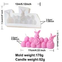 Molde de conejo con diseño de eslogan de conejito, estético y de Pascua. Desmoldado fácil y duradero para hacer velas DIY, yeso, resina, arcilla y manualidades, decoración del hogar, recuerdos de fiesta. - Blanco - Ver 7
