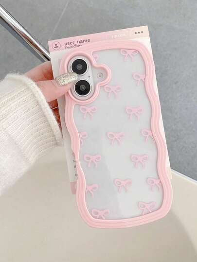 1 件可爱蝴蝶结和波浪图案保护手机壳，兼容 11/12/13/14/15/16/16 Pro Max，防摔防滑优质柔软触感手机壳，也适合 17/17 Pro/17 Air/17 Pro Max