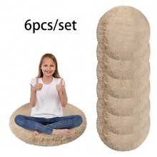 6pcs Round Solid Color Non-Slip Rug Mats, Absorbent Durable Home Decor Rug Carpets For Bedroom Living Room Bathroom Meditation - Multicolor - View 8