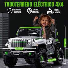 Vicyol S&D Coche eléctrico todoterreno infantil tipo deportivo con control remoto y pedal de aceleración. Luces LED y música, batería recargable - Gris - Ver 2