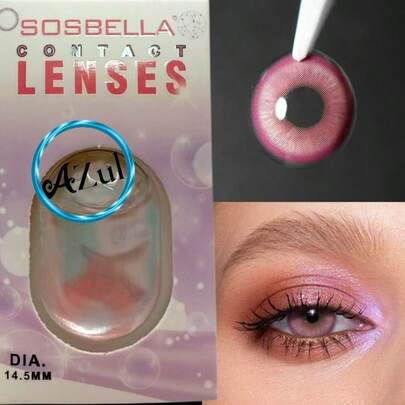 1 Par De Lentes De Contacto Suaves Y De Colores Apariencia De Ojos Grandes, Diámetro De 14.5 Mm, 1 Año CON ESTUCHE INCLUIDO