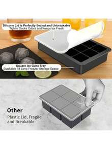 1个15格硅胶冰格，带防溢盖 - 可堆叠、可用洗碗机清洗、便携且节省空间，适用于鸡尾酒、饮料、户外用餐、饮品冷却、紧凑收纳、高品质模具、冷冻储存，是家庭调酒师的必备之选。 - 彩色 - 查看 7