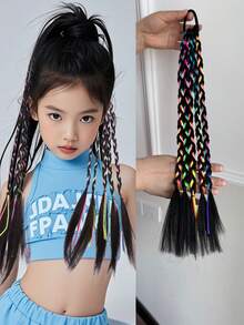 1 Tóc giả đuôi ngựa bện tổng hợp nhiều màu sắc phong cách Hip Hop - Tóc tết cho bé gái - Nhiều màu - Xem 10