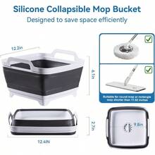 10L Collapsible Wash Basin With Drain Plug 2.6 Gal Foldable Portable Sink For Camping RV Vegetable Washing Multi-Use Dish Pan Ice Beverage Tub Gray Pair Of Silicone Gloves For Free - 灰白 - 查看 3