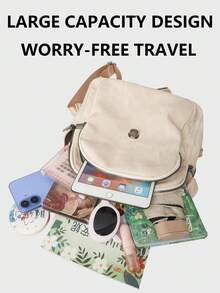 Anti-Theft Vintage PU Leather Backpack, Multifunctional Fashion Daily Bag, Multi-Pocket Lightweight Travel Bag, Large Capacity Minimalist Backpack, Convenient Backpack, Suitable For Students, Nurses, Teachers, Business People, Travel, Commuting, Shopping, Office, Dating, Hiking, Training, Work, Birthday Gift, Holiday Gift - Multicolor - View 4