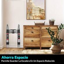 Escalera Telescópica de Acero Inoxidable 3.8MA, Escalera de Bambú con Articulaciones, Escalera Plegable para Hogar con Pies Antideslizantes, Escalera Multiusos Plegable para RV o Trabajo al Aire Libre, Capacidad de 149.69 KG - 3,8 Millones - Ver 6