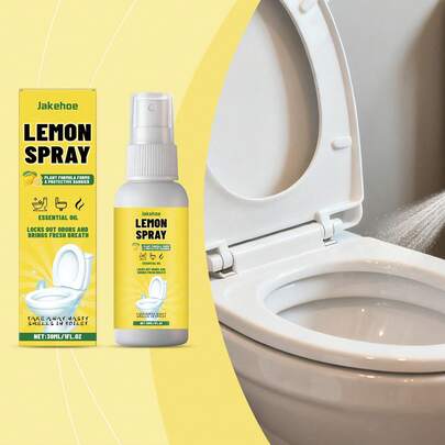 Lemon Scented Toilet Deodorizer Spray, Freshens And Cleans Bathroom, Removes Odor