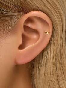 1件金色蝴蝶结内螺纹唇钉 | 925纯银低过敏耳环 | 扁平耳骨耳环 | 耳夹唇钉 | 男女通用日常佩戴 - 彩色 - 查看 5