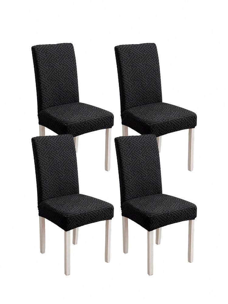1pc/4pcs/6pcs Abstract Pattern/Solid Color L-Shaped Chair Cover, Home Goods, Elastic Dust-Proof, Nordic Modern Style, Minimalist Style, Universal Elastic, One-Piece, Cushion Cover, Wear-Resistant And Stain-Resistant, Chair Slipcover - Interstellar Black - View 13