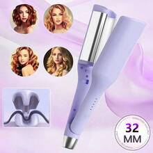 Fer à friser profond en V de 32 mm, style croissant français. Fer à friser ondulé pour femmes, coiffure durable. Fer à friser rapide et chaud, convient pour les vagues larges et profondes. Cadeau pour les vacances, anniversaire, petite amie, Noël et Halloween - Prise de type UE C (220-240 V) - Voir 2