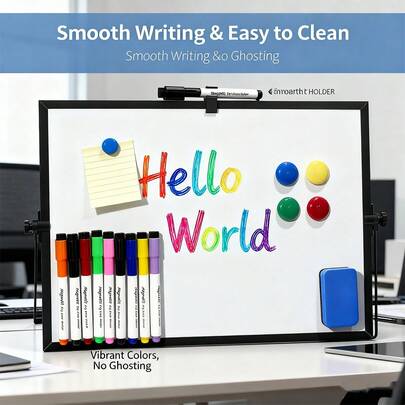 Double-Sided Magnetic Whiteboard Easel - Dry Erase Board For Office Meetings, Classroom Teaching, Home Study And Kitchen Memo, Portable Tabletop Whiteboard With Markers