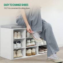 Hzuaneri Schuhbank Mit Sitzfläche, Schuhschrank Mi Produktbild-Vorschau 2