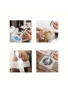 1 Set Stainless Steel Toilet Bidet Sprayer, Includes Bidet Sprayer, Hose, Adhesive Shower Holder, 1-To-2 Angle Valve, Pet Cleaning Sprayer, Handheld Toilet Cleaner, Pressurized Water Gun, Telephone Cord Hose Bathroom Bathroom Accessories Bathroom Tools - Silver - View 4