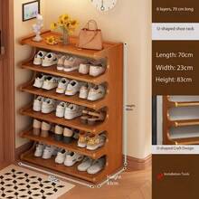 1个可叠放鞋架，可容纳4-30双鞋，独立式鞋架，适用于玄关、衣橱、走廊，多功能前门鞋架 - 彩色 - 查看 9