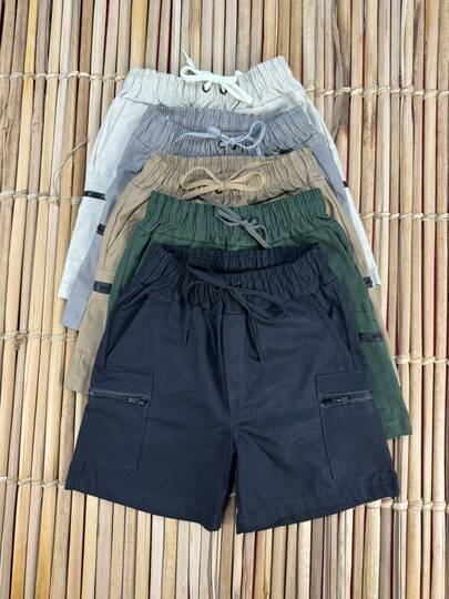 BERMUDA CARGO DE SARJA COM ZIPER NO BOLSO MENINOS INFANTIL E PRÉ ADOLECENTES