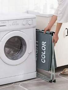 Multifunctional Foldable Laundry Basket With 3 Compartments - 彩色 - 查看 4