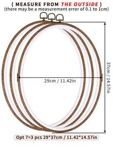 3 piezas Aros de bordado ovalados de estilo retro marrón con apariencia de grano de madera, marcos de estilo palaciego vintage para bordado de punto de cruz, bastidores de bordado, marcos de tufting, aros colgantes para atrapasueños, 7 tamaños, hechos de ABS y PVC con ganchos metálicos, adecuados para decoración de Halloween, Navidad, teléfono, llavero, bolso, escritorio, mesita de noche, accesorios de coche - Marrón - Ver 14