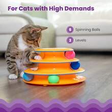 Tower Of Tracks 3-Level Cat Track Toy With 6 Balls Interactive Toy For Indoor Cats Orange - Blue and White - View 4