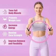 Anillo de Resistencia de Pilates, Aro de Pilates, Accesorios de Entrenamiento para Pilates, para Entrenamiento de Piernas, Glteos, Abdominales y Suelo Plvico, Mejorar de Ncleo - Rosa - Ver 3