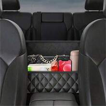 Large Capacity Car Seat Back Storage Bag - Faux Leather Mesh Organizer Bag With Hanging Device, Lightweight Car Interior Accessory, Essential For Women's Travel & Dorm Organization, Autumn Decor - Multicolor - View 7