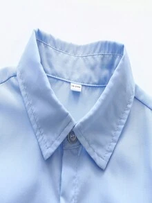 KIMOCAT Boys' Long Sleeve Solid Color Shirt, Versatile Collared Shirt, Multiple Colors Available, Autumn - Baby Blue - View 3