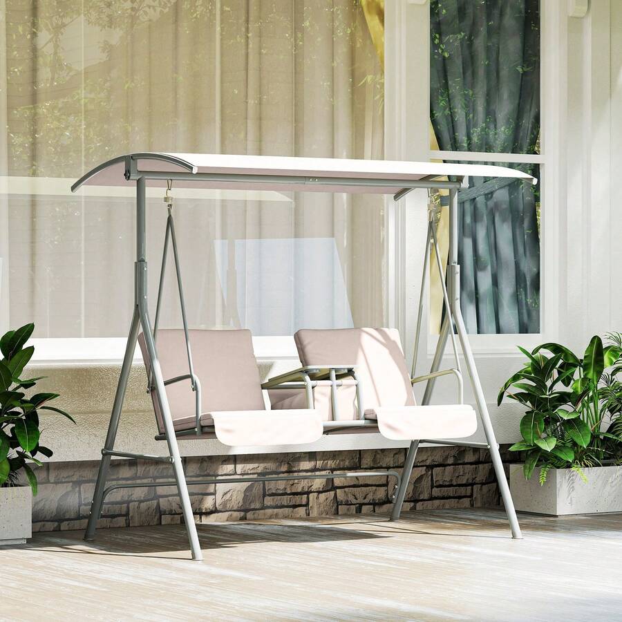 Outdoor Swing Chair Canopy Patio Garden Hanging 2 Person Yard Furniture Grey - 預設 - 查看 1