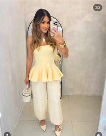 ✨Women's Strapless Peplum Blouse In Modal Knit - 米色 - 查看 1