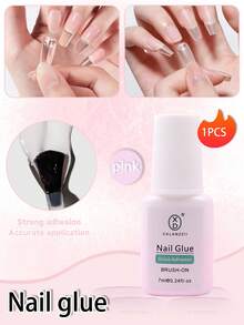 1支强力美甲胶水，粉色亚克力美甲液，适用于按压式美甲，刷涂式美甲胶水，持久耐用，适用于亚克力美甲贴片