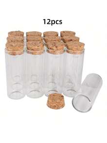 12 Stücke/Set transparente Glasröhrchen mit Gummistopfen | leere Glasflaschen & Gläser für Kunst, DIY Basteln, Hochzeitsgeschenke | 11 Größen: 15ml/20ml/25ml/30ml/40ml/50ml/55ml/60ml, 3cm Durchmesser