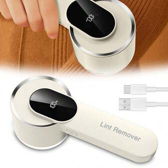 Recortador de pelusas inalámbrico con pantalla digital, diseño portátil, batería de larga duración, cuchillas afiladas que no dañan, perfecto para suéteres y abrigos, artículos esenciales para el hogar, cuidado de telas, mantenimiento de suéteres, dispositivo de mano