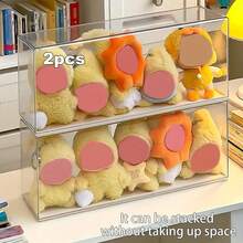 2-Piece Multifunctional Storage Box Cabinet, Acrylic Transparent Storage Rack, Blind Box Storage Rack, Dustproof, Doll Display Box, Dustproof Display Cabinet For Doll Collection And Desktop Organization, Suitable For Placing In The Study, Living Room, Or Bedroom. - Clear - View 6