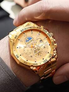 4pcs Fashionable And Versatile Casual Men's And Women's Couple Watches, Casual Steel Strap Quartz Watches, Paired With Chain Bracelet Jewelry Combination Set, Couple Gift Set, Suitable For Daily, Holiday, Wedding Wear, Gift Giving