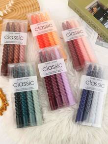 4支装2026新款彩色法式螺旋蜡烛，莫兰迪渐变锥形蜡烛，纯色蜡烛，适用于餐厅、酒店、客厅和卧室，浪漫晚餐套装和婚礼装饰。派对和家居装饰烛台，家庭烛光晚餐烛台，餐厅装饰。 - 彩色 - 查看 1