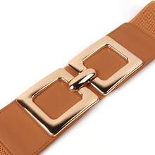 1pc Women's Elastic Waist Belt, Fashion Dress Waist Belt With Vintage Large Metal Buckle, Stretchy Waist Cincher Suitable For Various Outfits