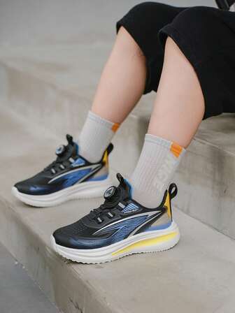 1 Pair Kids Unisex Leather Running Sneakers, Fashionable, Waterproof, Comfortable, Versatile, Suitable For All Seasons