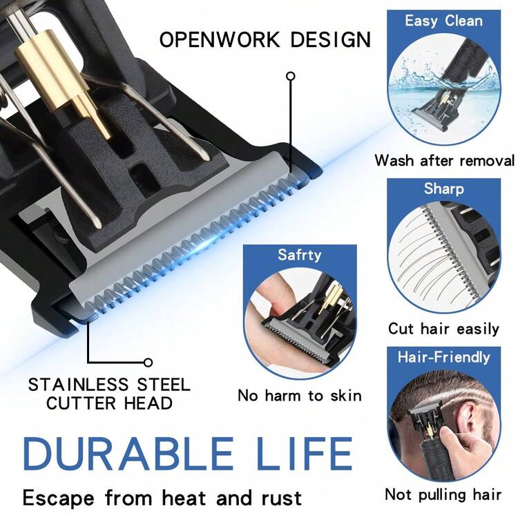 HIENA Flerfärgad elektrisk hårklippare T9, rakkniv för skalligt huvud, rakkniv, elektrisk hårstylingklippare, elektrisk carving och trimning - Multifärgad - Visa 3