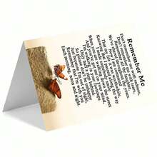 一张充满爱意的“请记住我”贺卡，附信封，设计温馨，饰有蝴蝶图案，色调柔和，非常适合慰问悲伤的亲朋好友，是纪念时刻的理想之选。纪念卡|慰问卡|纸质贺卡 - 彩色 - 查看 3