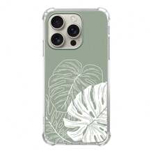Aesthetic Green Tropical Monstera Leaf Phone Case Compatible With For IPhone 16 Pro, Minimalist Line Art Pa 1lm Leaf Phone Case For For IPhone 16 Pro, Cool  TPU Bumper Case Cover,MonsteraLeaf - 龜背竹葉 - 查看 1