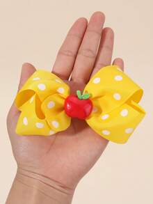 6pcs Back To School Season Blue And Black & Yellow Fabric Hair Bows,Apple Accessories Hair Clips,Cute Hair Barrettes For Girls Kids Students Party Gifts - Multicolor - View 4