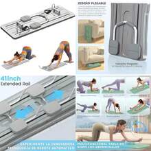 Tabla Abdominal Multifuncional, Tabla de Fitness Multiusos con Soporte para Codo, Ejercicio de Tabla Abdominal, Rodillo de Abdominales, Tabla Multifuncional Pilates con Asas Ajustables(Gris) - Multicolor - Ver 1