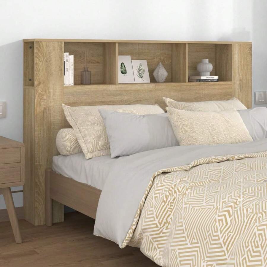 vidaXL Zagłówek/Szafa Sonoma Oak 160 x 18,5 x 104,5 cm - Wielokolorowe - Zobacz 1