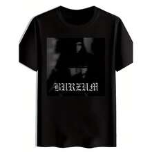 BURZUM Men's Rock Music Graphic T-Shirt - Black Band Logo Print Short Sleeve Tee, Round Neck Casual Summer Top, Machine Washable Regular Fit, Rock Band T Shirts, Nontransparent Fabric - Black - View 1