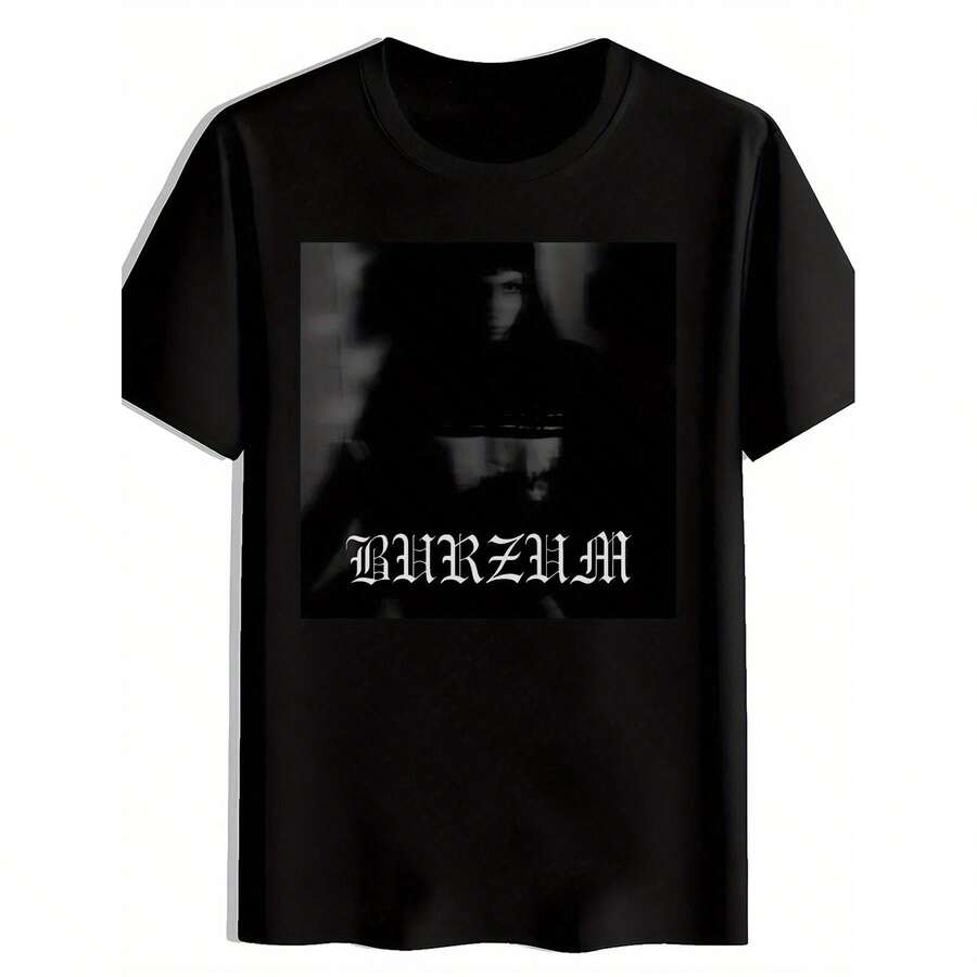 BURZUM Men's Rock Music Graphic T-Shirt - Black Band Logo Print Short Sleeve Tee, Round Neck Casual Summer Top, Machine Washable Regular Fit, Rock Band T Shirts, Nontransparent Fabric - Black - View 1