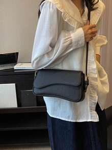 时尚百搭简约通勤斜挎包，适合女士 - 黑色 - 查看 5