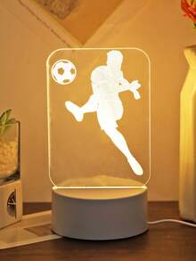 1pc 3D Acrylic Football Pattern Night Light, USB Powered, Bedroom Decor, Desktop Decor, Bedside Lamp, Football Fan Gift, Home Decor Night Light - White - View 15