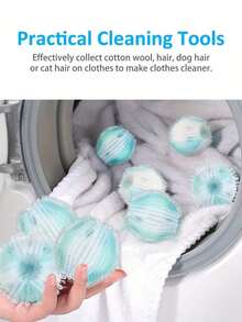 Pet Hair Removal Washing Machine Balls, Fluffy Laundry Balls - Anti, Washing Machine Cleaning Ball,Reusable & Durable Lint Catcher, Keeps Clothes & Bedding Fur-Free, Essential For Pet Owners- Enhance Your Laundry Experience - Blue - View 9