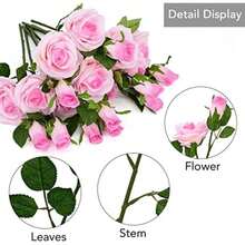 Softflame Flores Artificiales, Falsas, Artificiales, Rosas con 2 Flores Rojas, 10 Unidades para Bodas, hogar, Fiestas, restaurantes(Rosa 10 unidades) - Multicolor - Ver 7